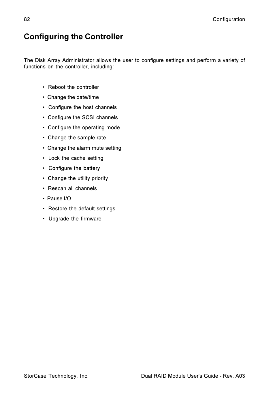 Configuring the controller | StorCase Technology CSI-to-SCSI Single & Dual RAID User Manual | Page 95 / 171