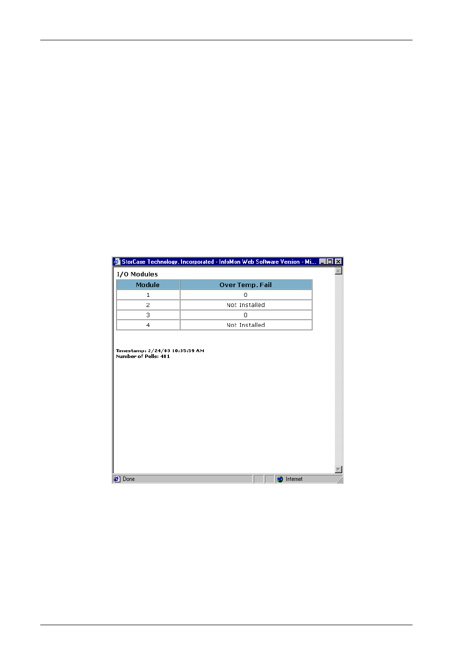 I/o module usage statistics | StorCase Technology InfoMon User Manual | Page 40 / 50