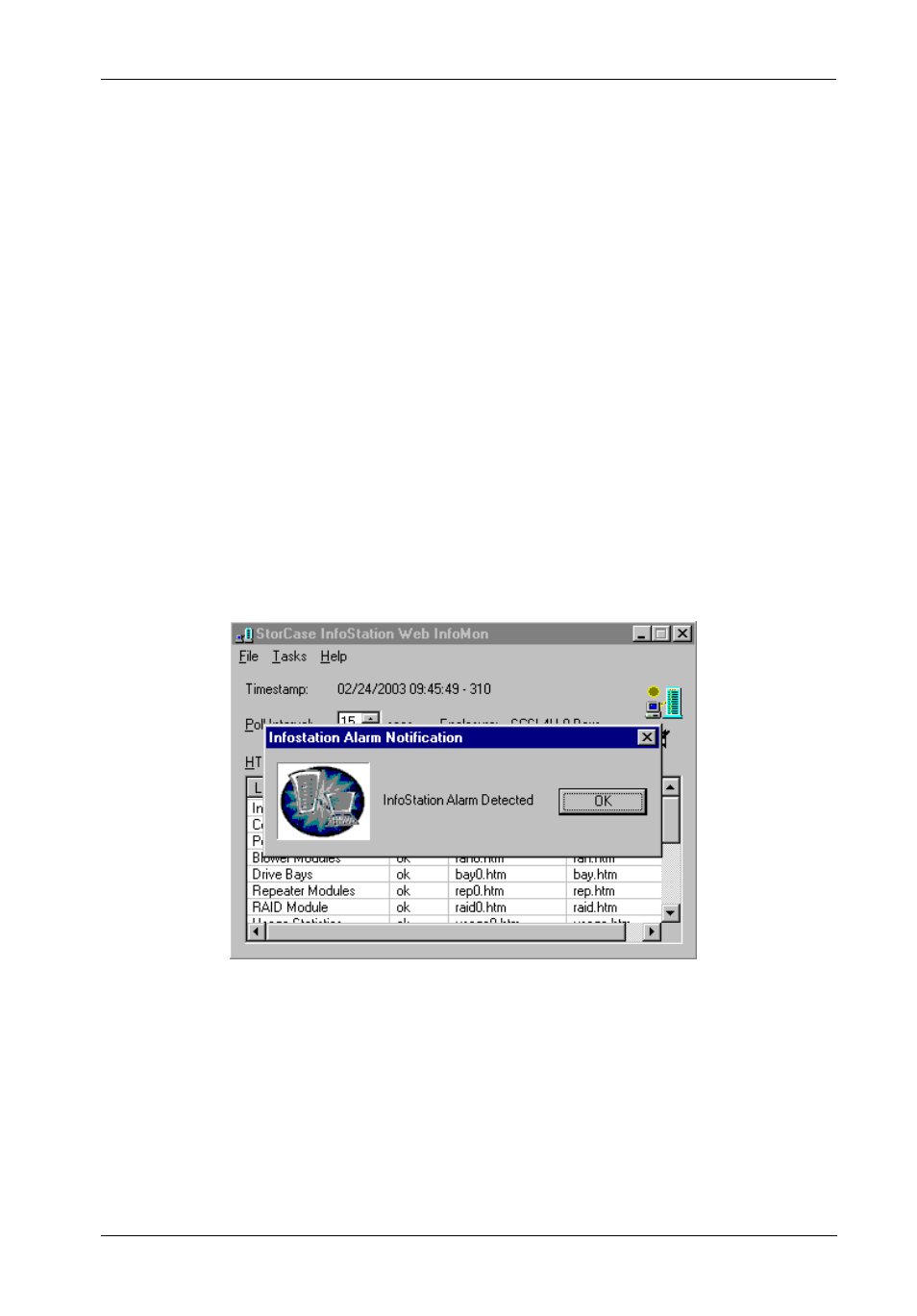 Alarm notification | StorCase Technology InfoMon User Manual | Page 43 / 50