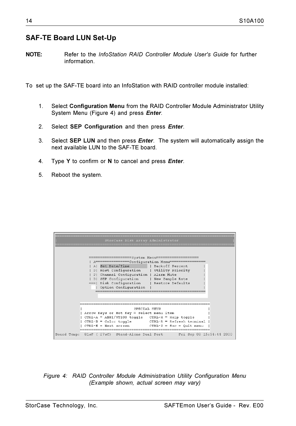 Saf-te board lun set-up | StorCase Technology S10A100 User Manual | Page 14 / 24