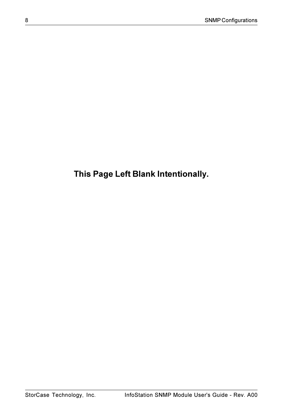 This page left blank intentionally | StorCase Technology SNMP Module User Manual | Page 15 / 17