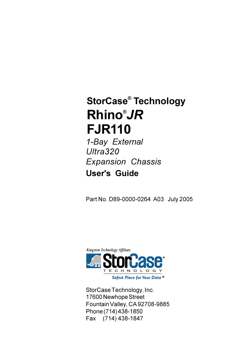 StorCase Technology FJR110 User Manual | 14 pages