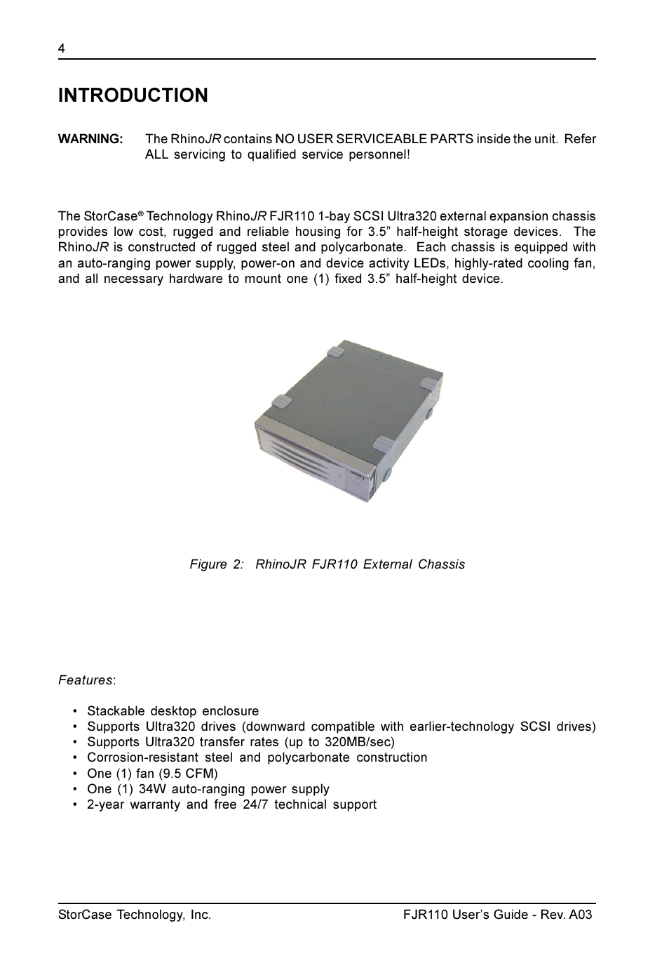 Introduction | StorCase Technology FJR110 User Manual | Page 5 / 14