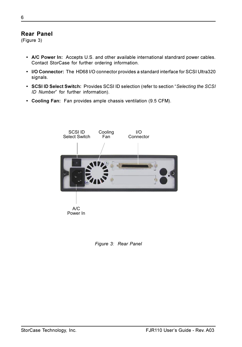 Rear panel | StorCase Technology FJR110 User Manual | Page 7 / 14