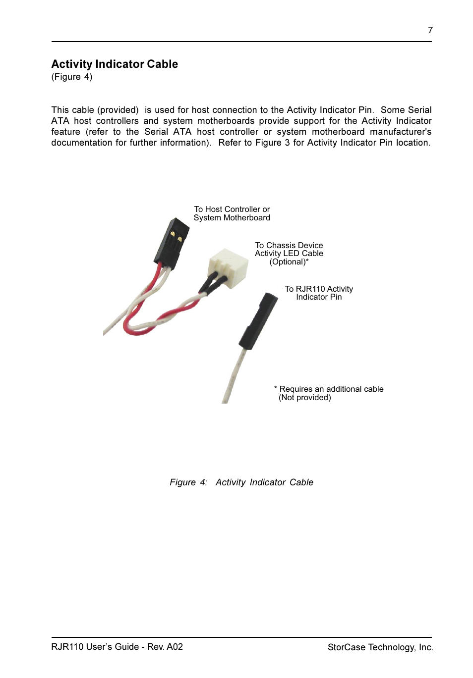 Activity indicator cable | StorCase Technology RJR110 User Manual | Page 8 / 12