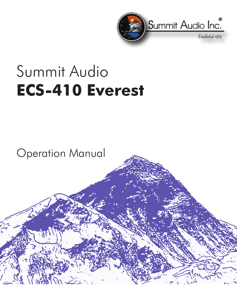 Summit Audio ECS-410 Everest Channel Strip User Manual | 52 pages