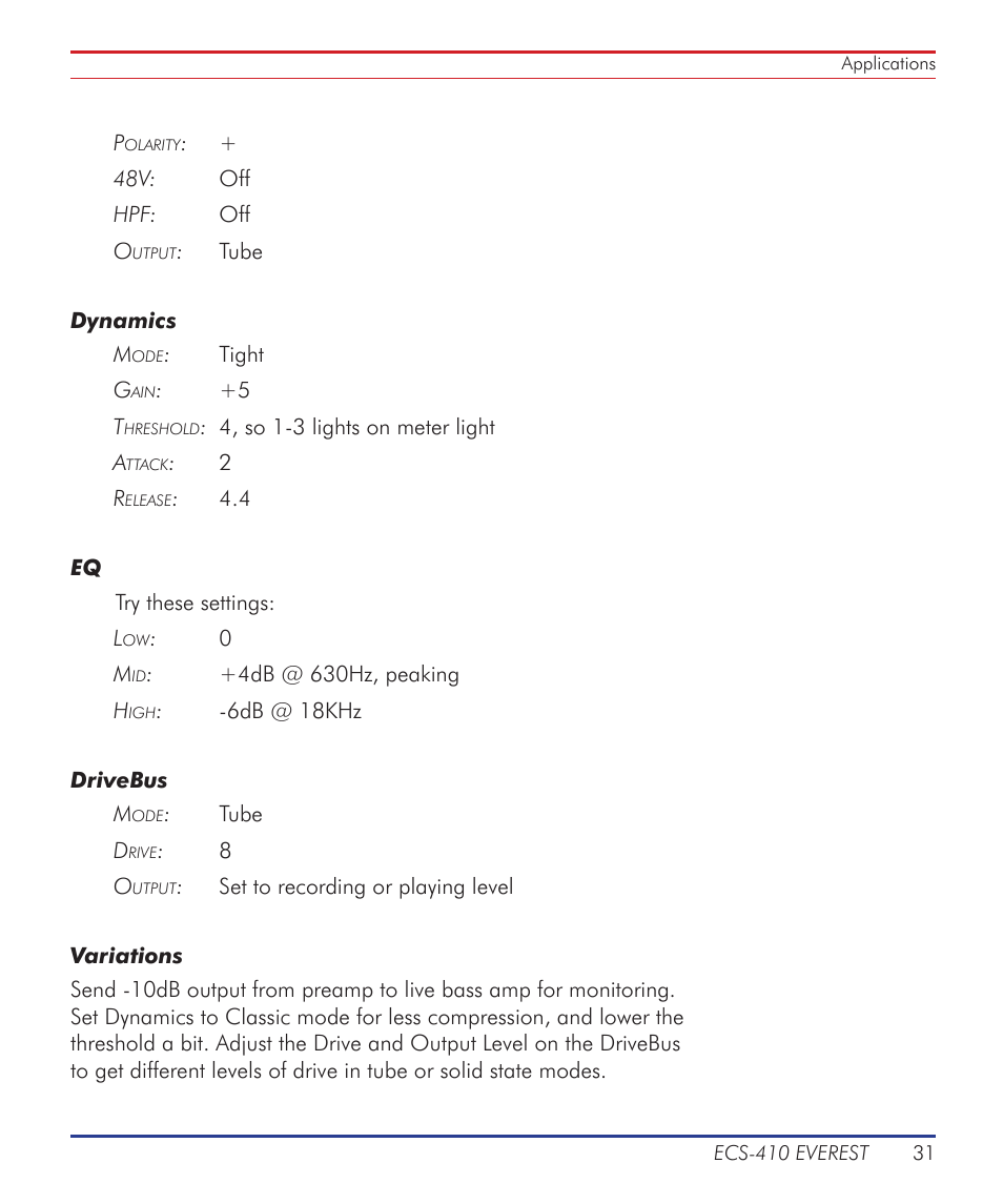 Summit Audio ECS-410 Everest Channel Strip User Manual | Page 31 / 52