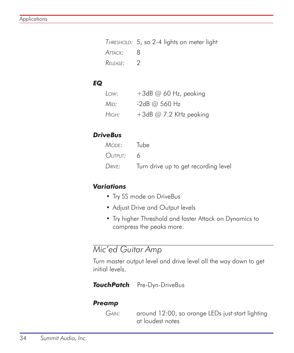 Mic’ed guitar amp | Summit Audio ECS-410 Everest Channel Strip User Manual | Page 34 / 52