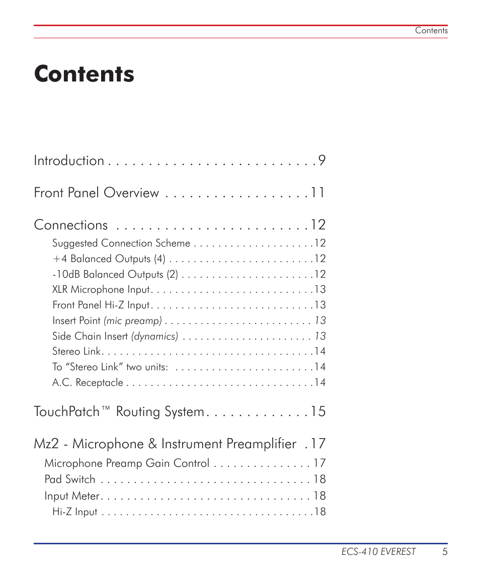 Summit Audio ECS-410 Everest Channel Strip User Manual | Page 5 / 52