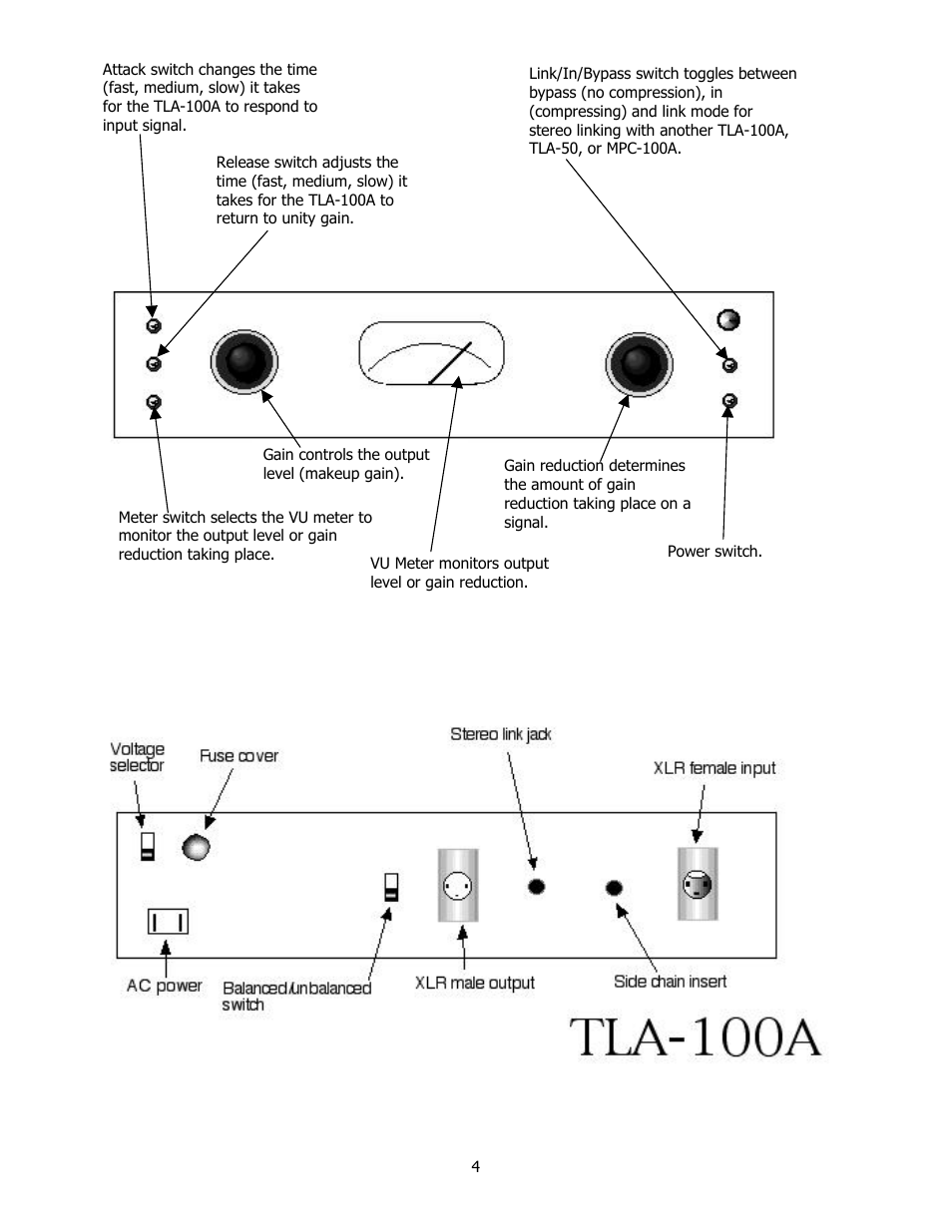 Summit Audio TLA-100A Tube Leveling Amplifier User Manual | Page 4 / 10