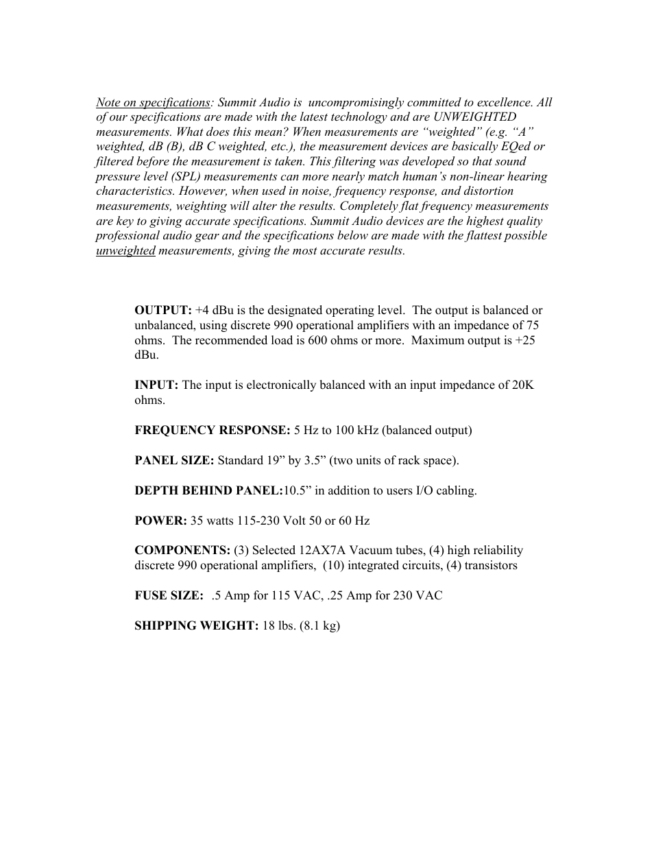 Summit Audio EQP-200B Dual Program Equalizer User Manual | Page 7 / 7