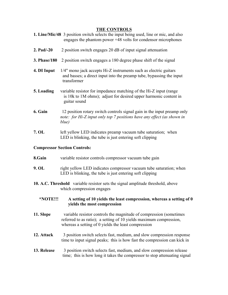 Summit Audio MPC-100A Mic Preamp Compressor User Manual | Page 3 / 11