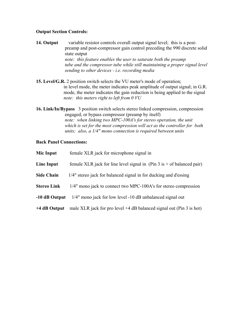 Summit Audio MPC-100A Mic Preamp Compressor User Manual | Page 4 / 11