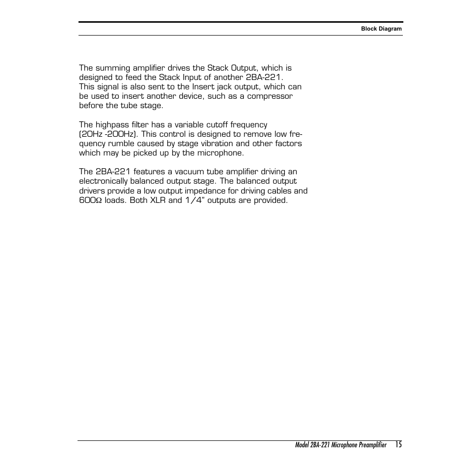 Summit Audio 2BA-221 Mic and Line Preamplifier User Manual | Page 15 / 20