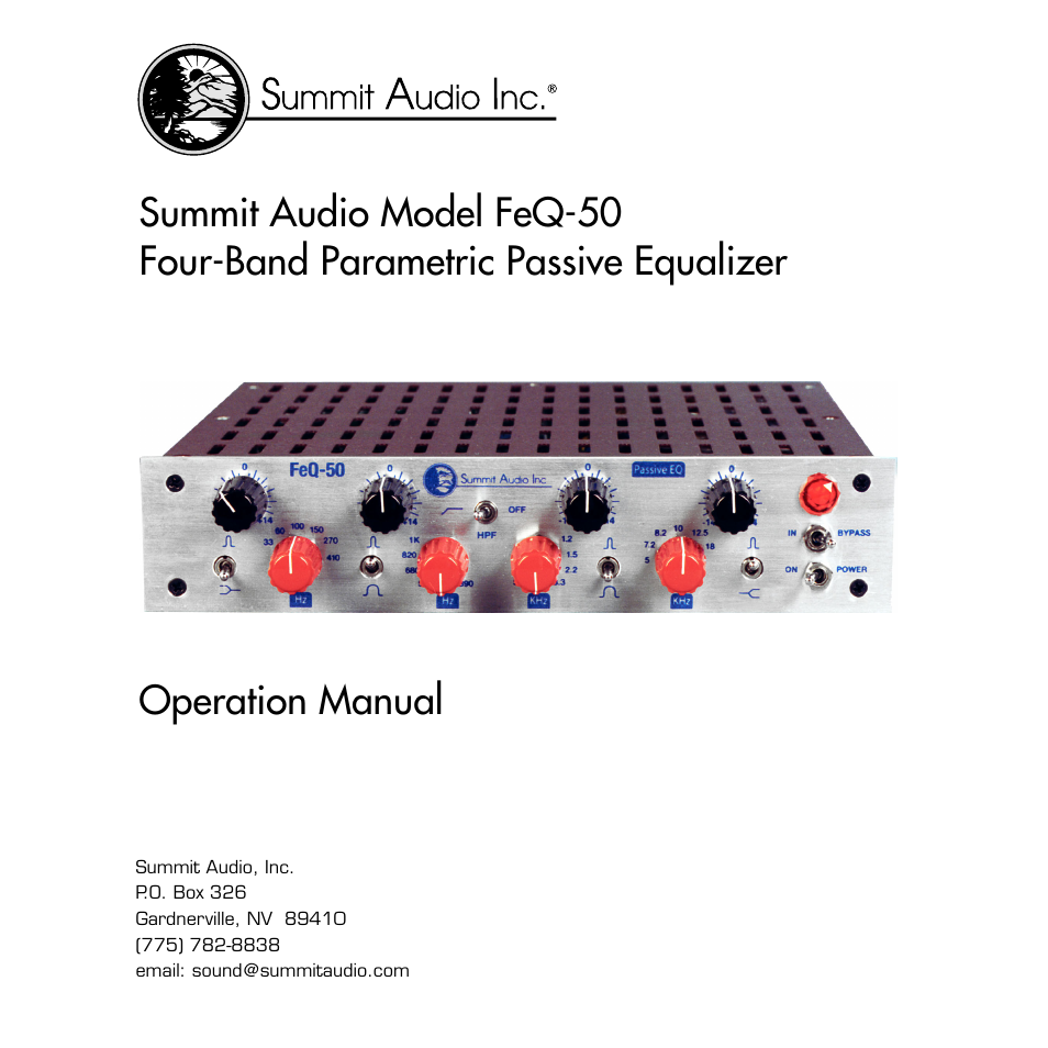 Summit Audio FeQ-50 Passive Tube/Solid State EQ User Manual | 16 pages