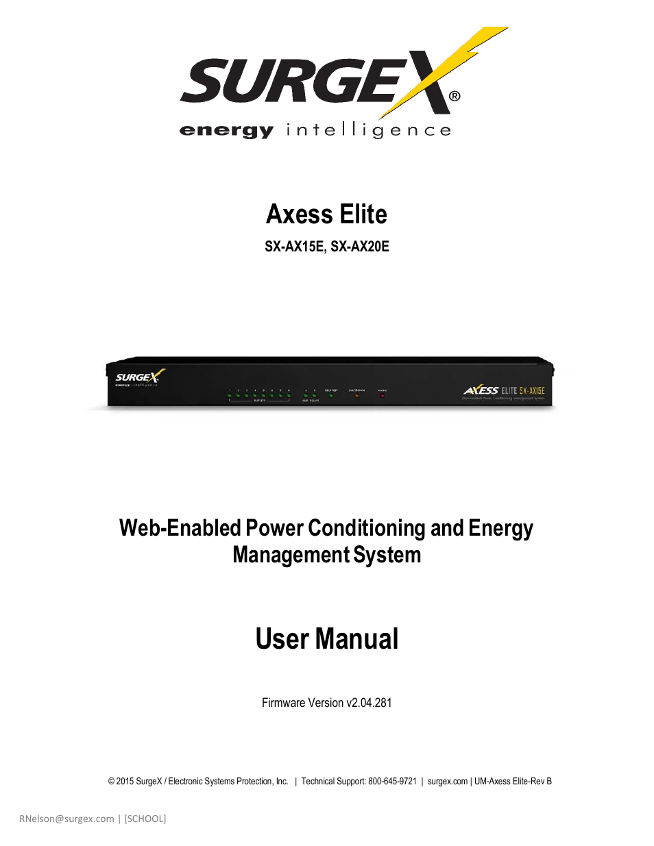 SurgeX SX-AX20E User Manual | 34 pages