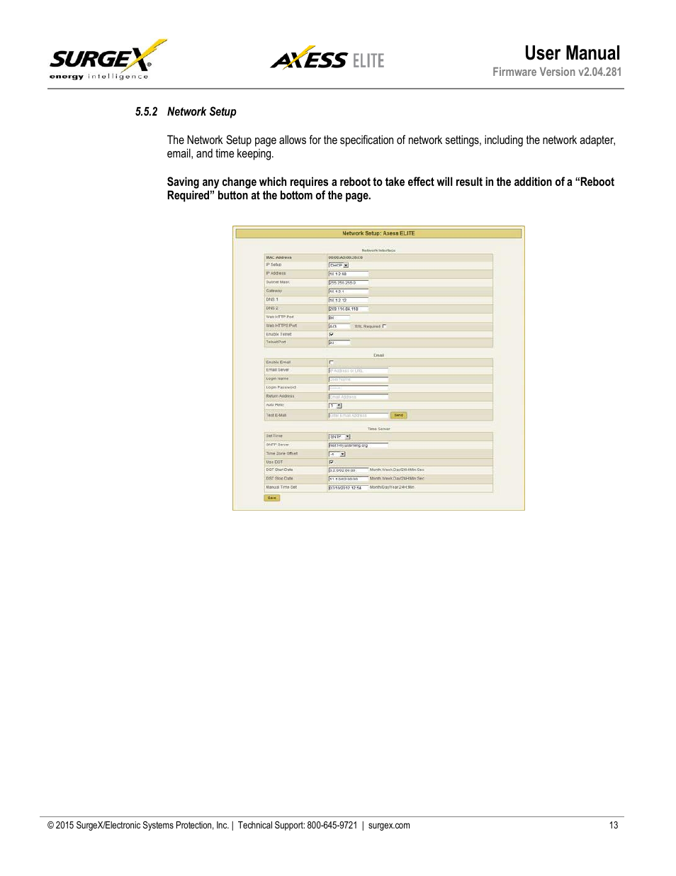 2 network setup, Network setup, User manual | SurgeX SX-AX20E User Manual | Page 13 / 34