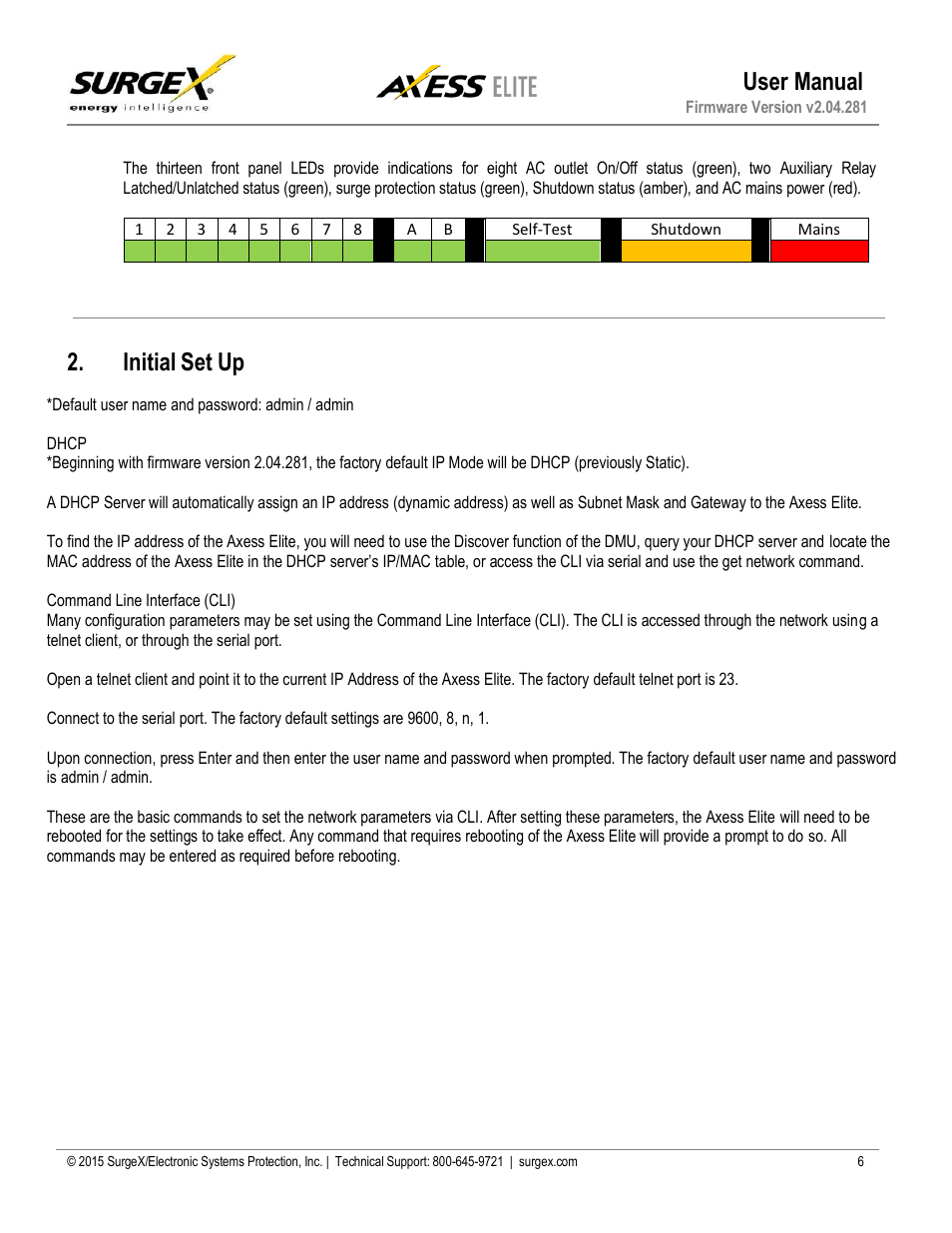Initial set up, User manual | SurgeX SX-AX20E User Manual | Page 6 / 34