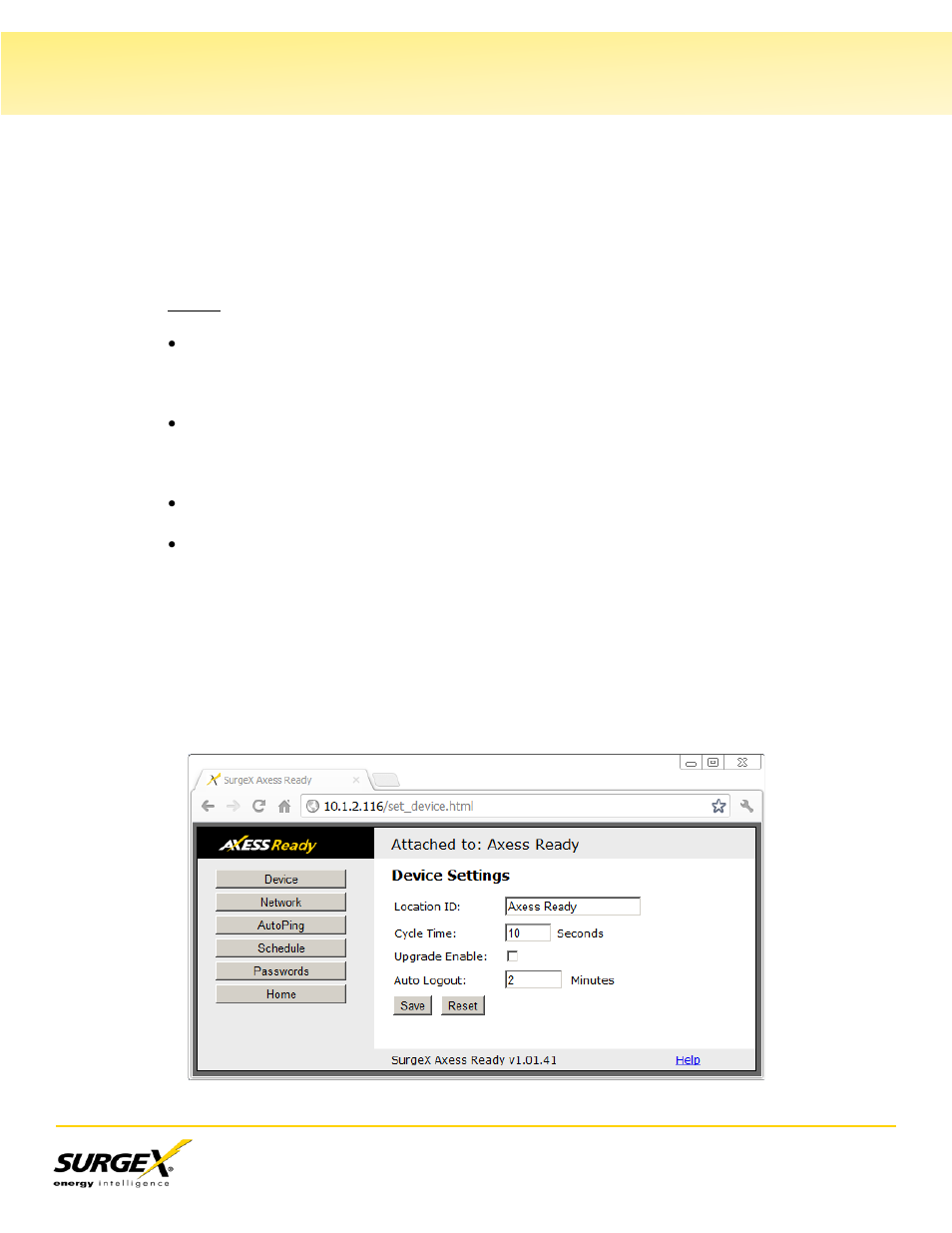 Device, V. web server, Continued) | SurgeX SA-82 User Manual | Page 10 / 26