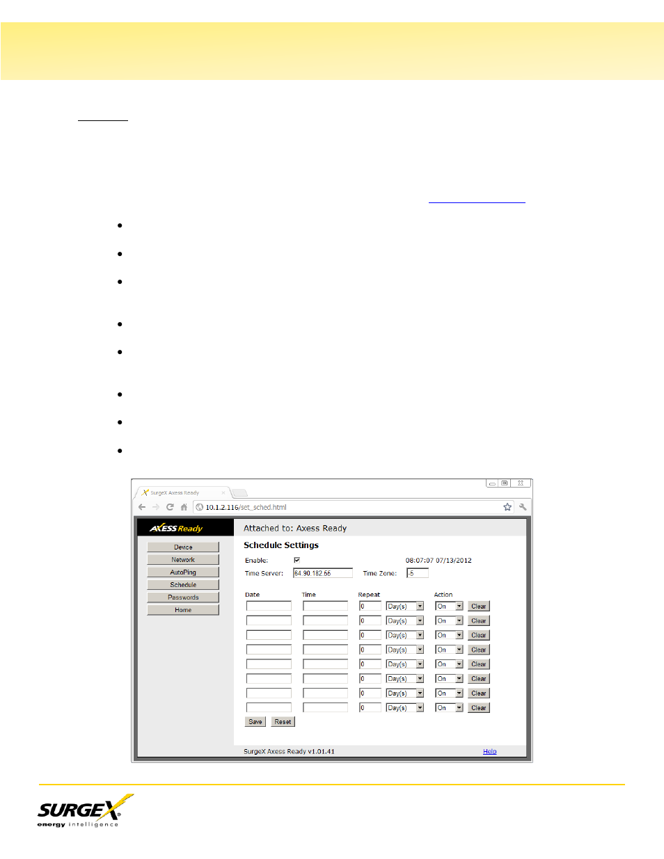 Schedule, V. web server, Continued) | SurgeX SA-82 User Manual | Page 14 / 26
