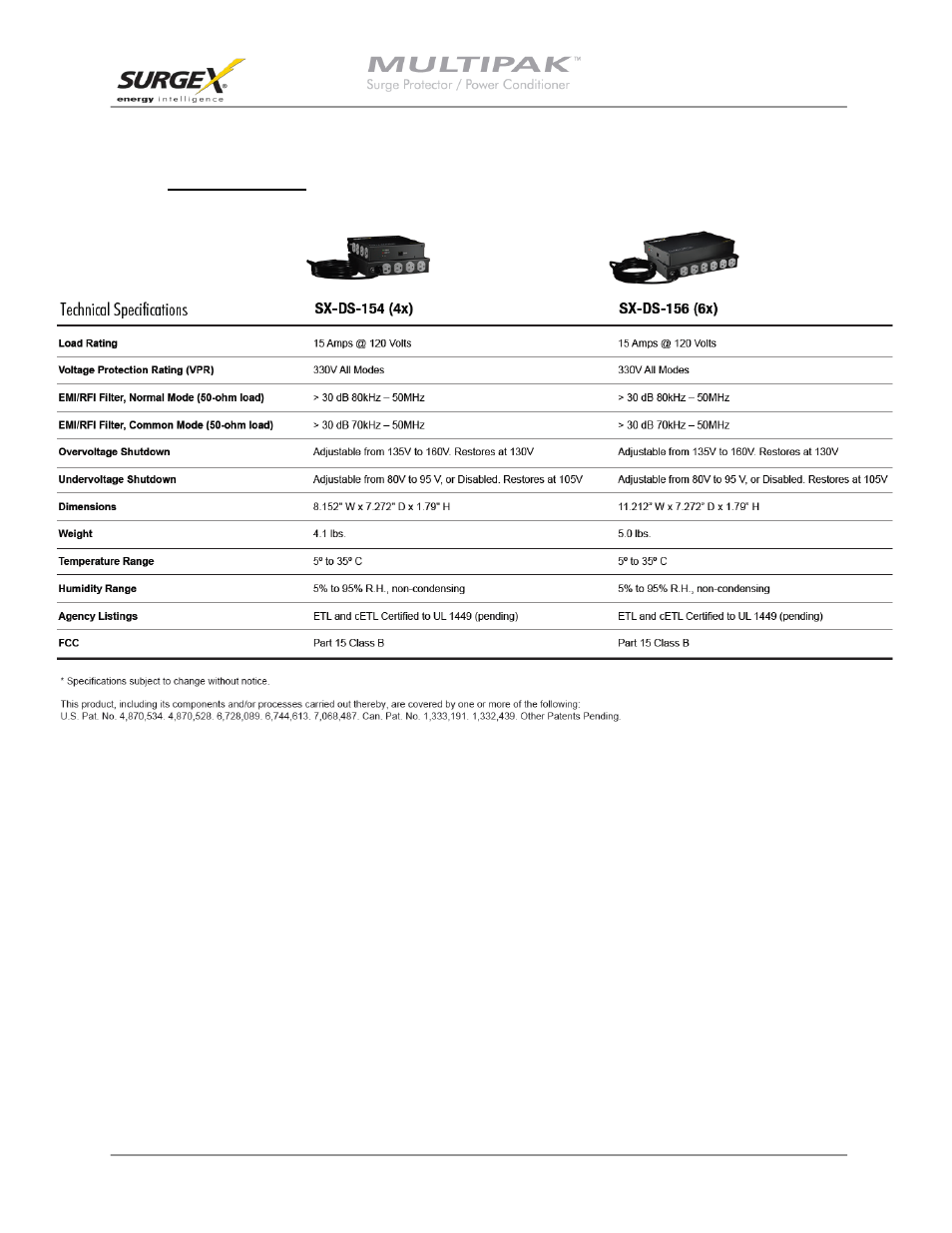 Vi. specifications, User manual | SurgeX SX-DS-156 User Manual | Page 23 / 23