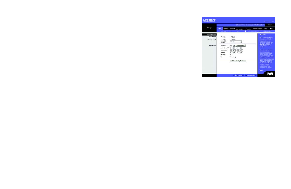 The setup tab - advanced routing | Cisco WRTP54G User Manual | Page 32 / 114