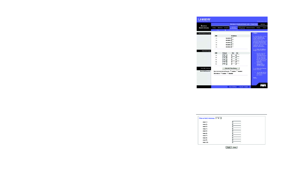 The access restrictions tab - filter | Cisco WRTP54G User Manual | Page 42 / 114