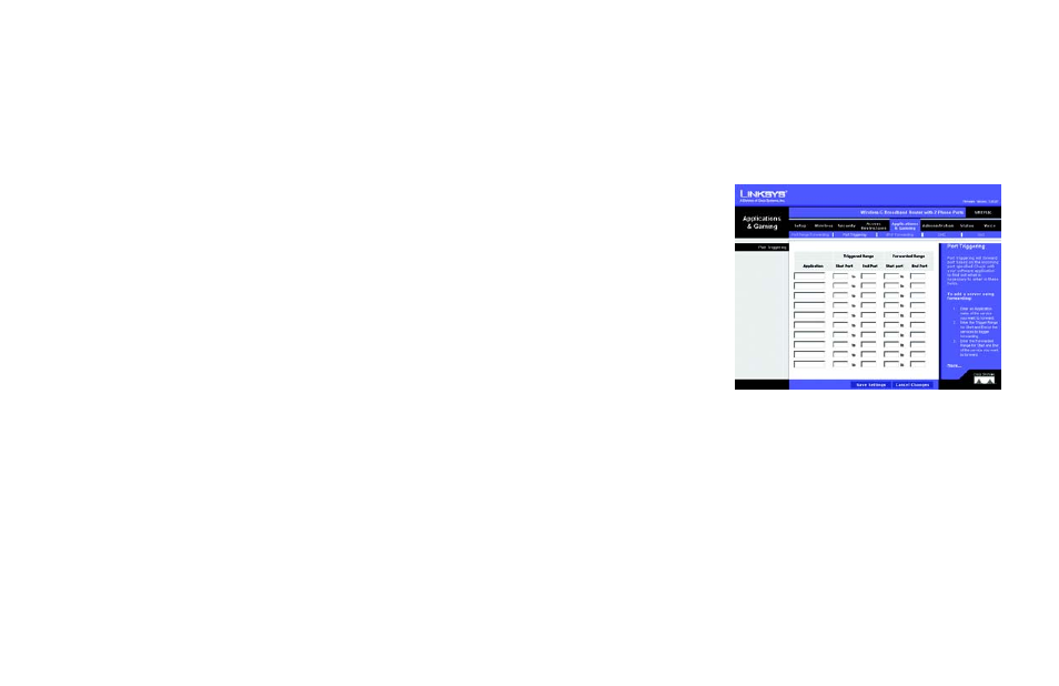 The applications & gaming tab - port triggering | Cisco WRTP54G User Manual | Page 46 / 114