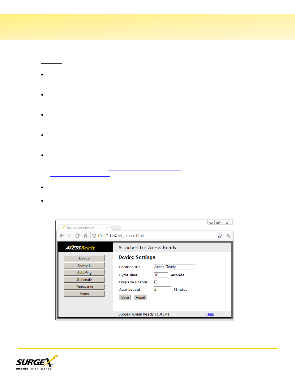 Network, Vi. web server, Continued) | SurgeX CM-1115-RT-AR User Manual | Page 14 / 31
