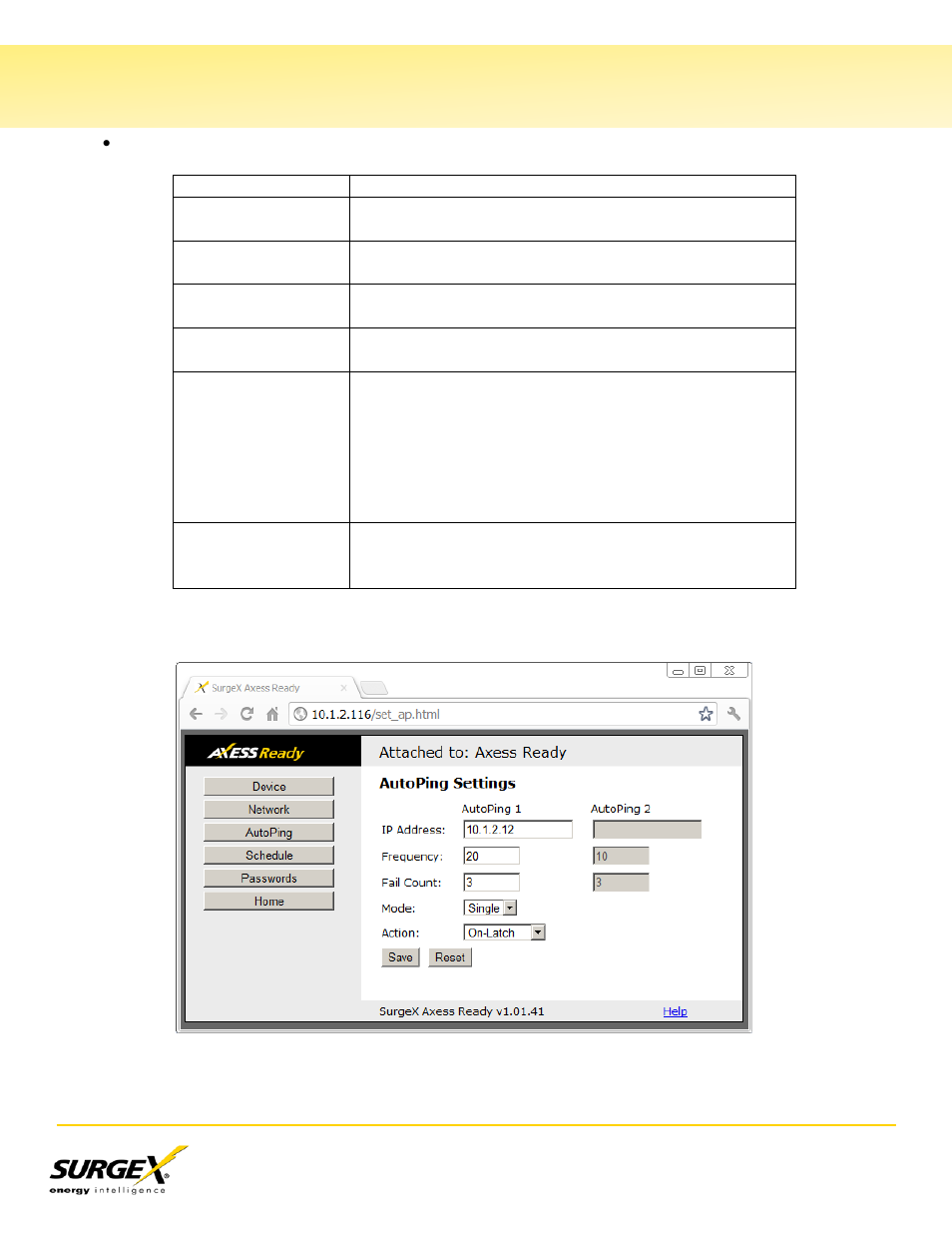 Vi. web server, Continued) | SurgeX CM-1115-RT-AR User Manual | Page 16 / 31