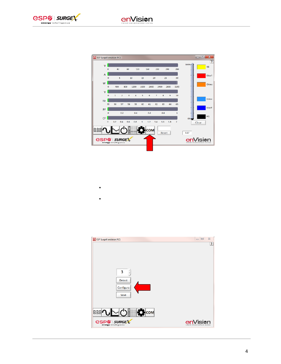 Configure the data cable and com port, Software user manual | SurgeX EV-23010 User Manual | Page 5 / 17