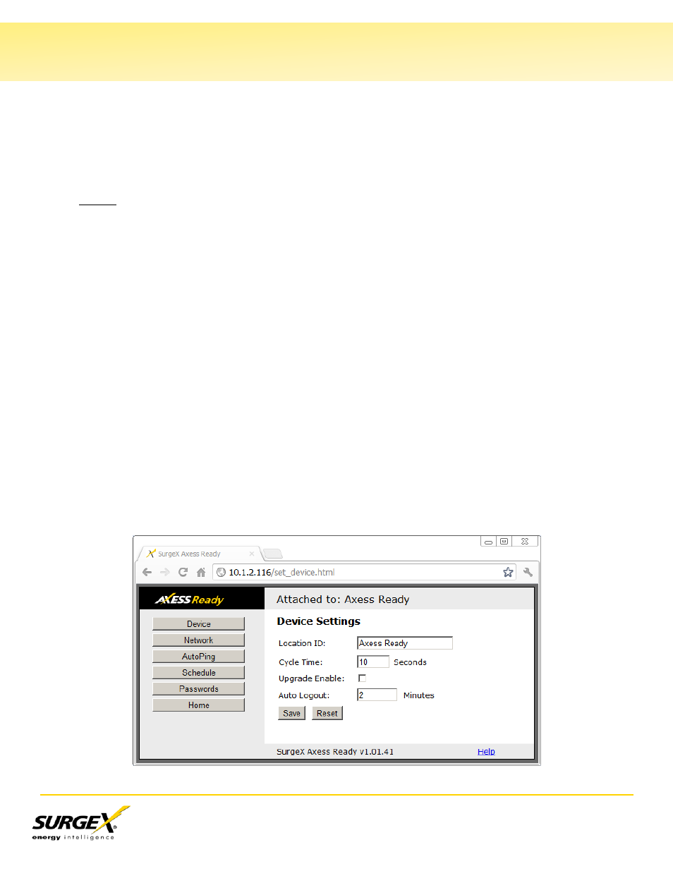 Device, Vi. web server, Continued) | SurgeX SX-20NE-RT-AR User Manual | Page 13 / 29
