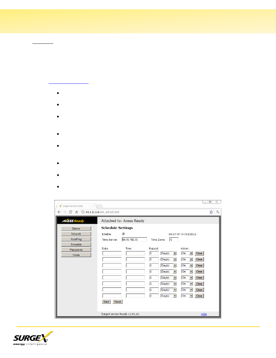 Schedule, Vi. web server, Continued) | SurgeX SX-20NE-RT-AR User Manual | Page 17 / 29