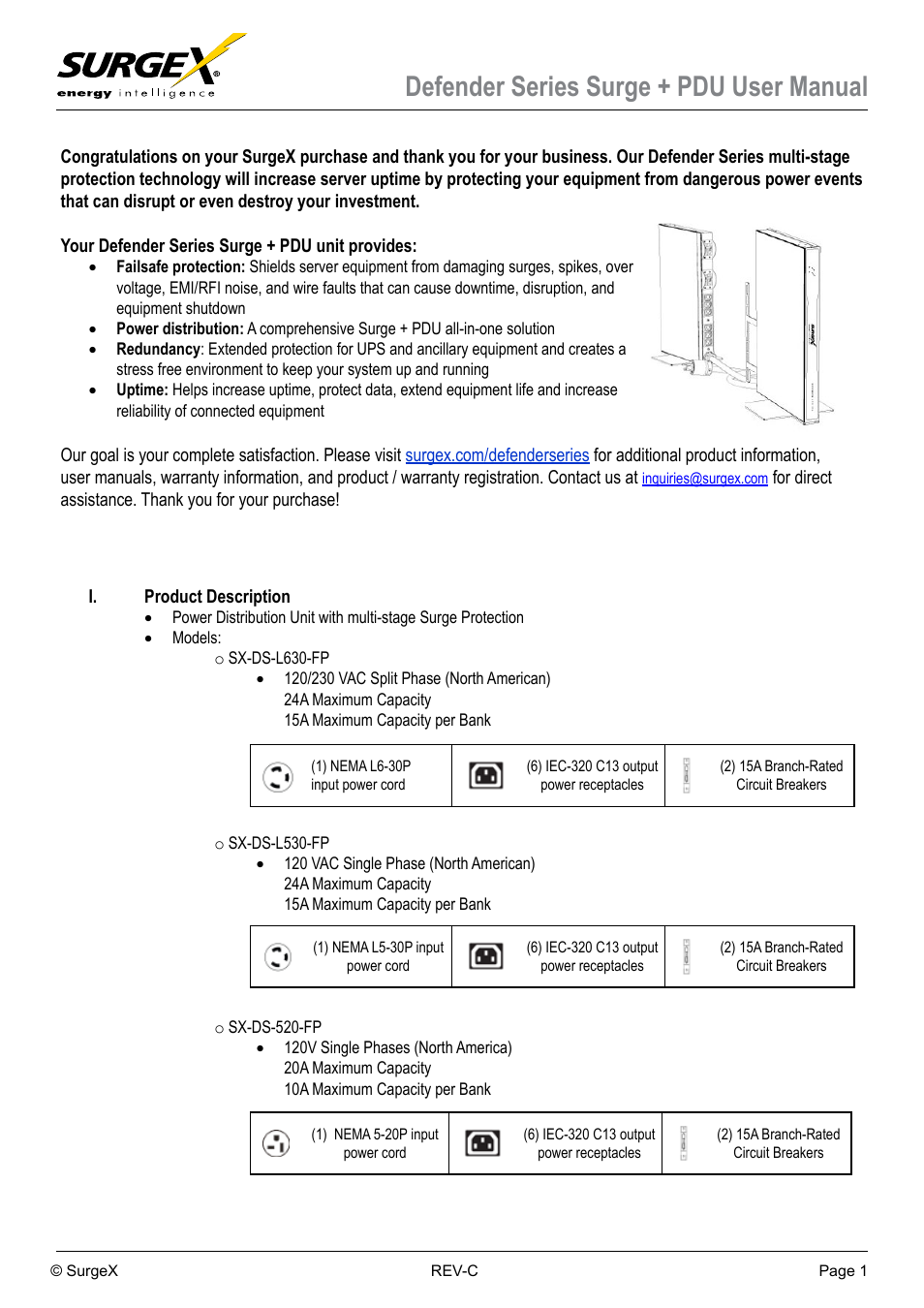 SurgeX Defender Series Surge + PDU User Manual | 6 pages