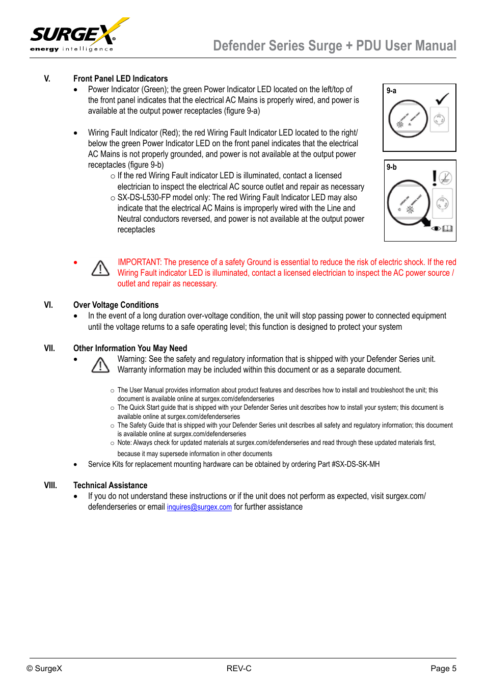 Defender series surge + pdu user manual | SurgeX Defender Series Surge + PDU User Manual | Page 5 / 6