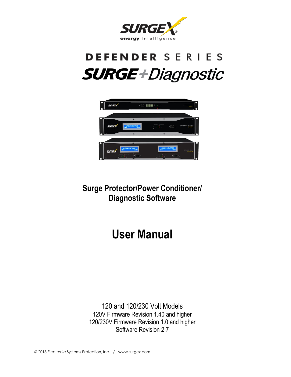SurgeX Defender Series Surge + Diagnostic User Manual | 27 pages