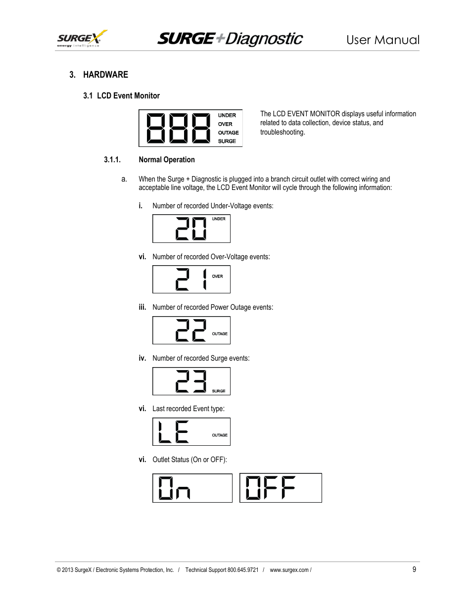 Hardware, Hardware 9, User manual | SurgeX Defender Series Surge + Diagnostic User Manual | Page 10 / 27