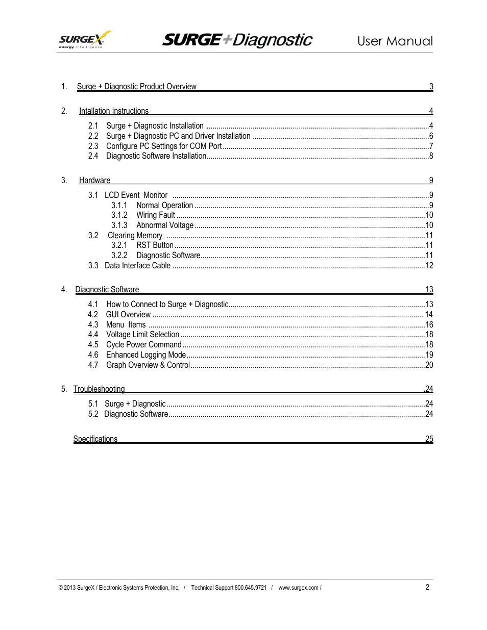 User manual | SurgeX Defender Series Surge + Diagnostic User Manual | Page 3 / 27
