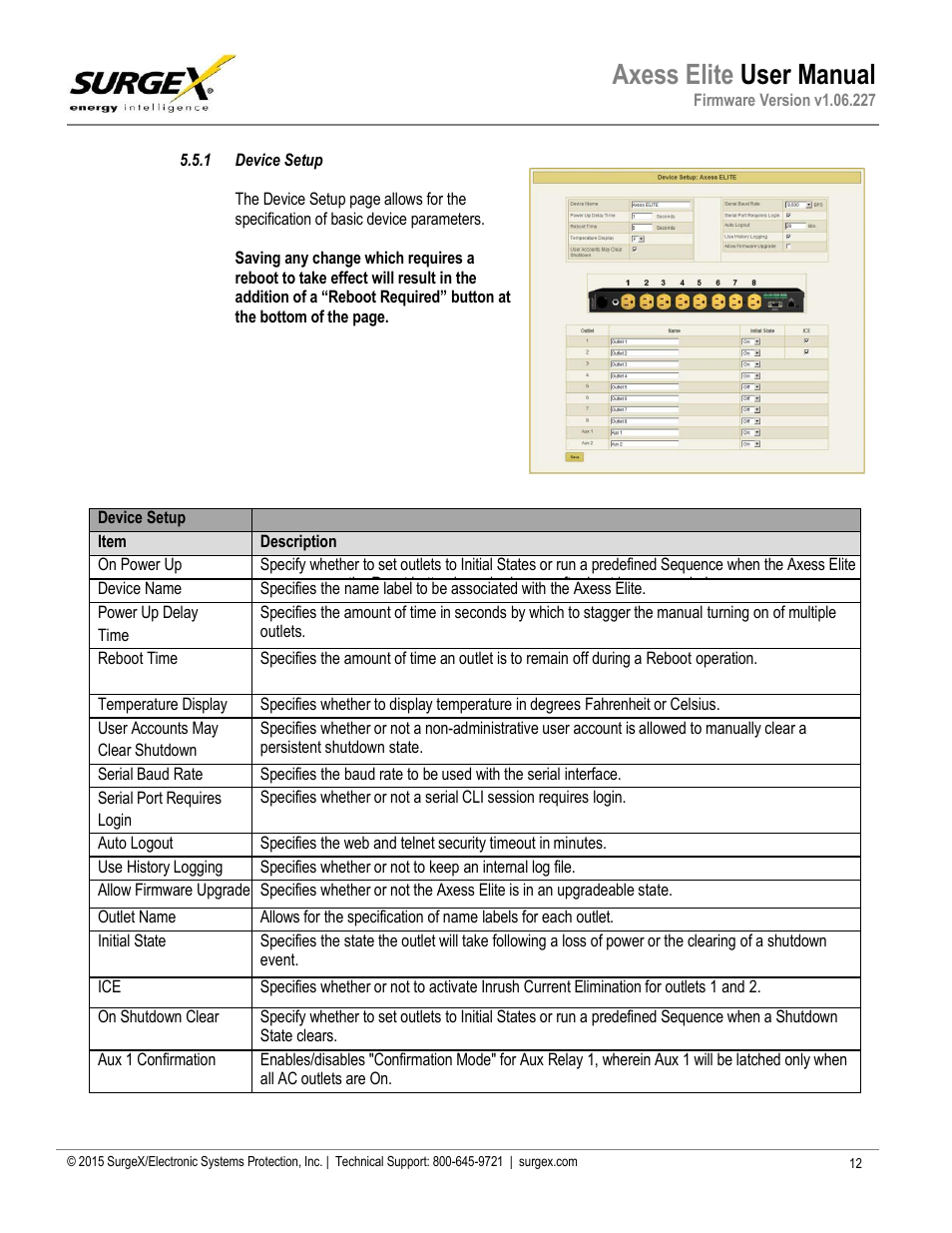 1 device setup, Axess elite user manual | SurgeX SX-AX20E User Manual | Page 13 / 36