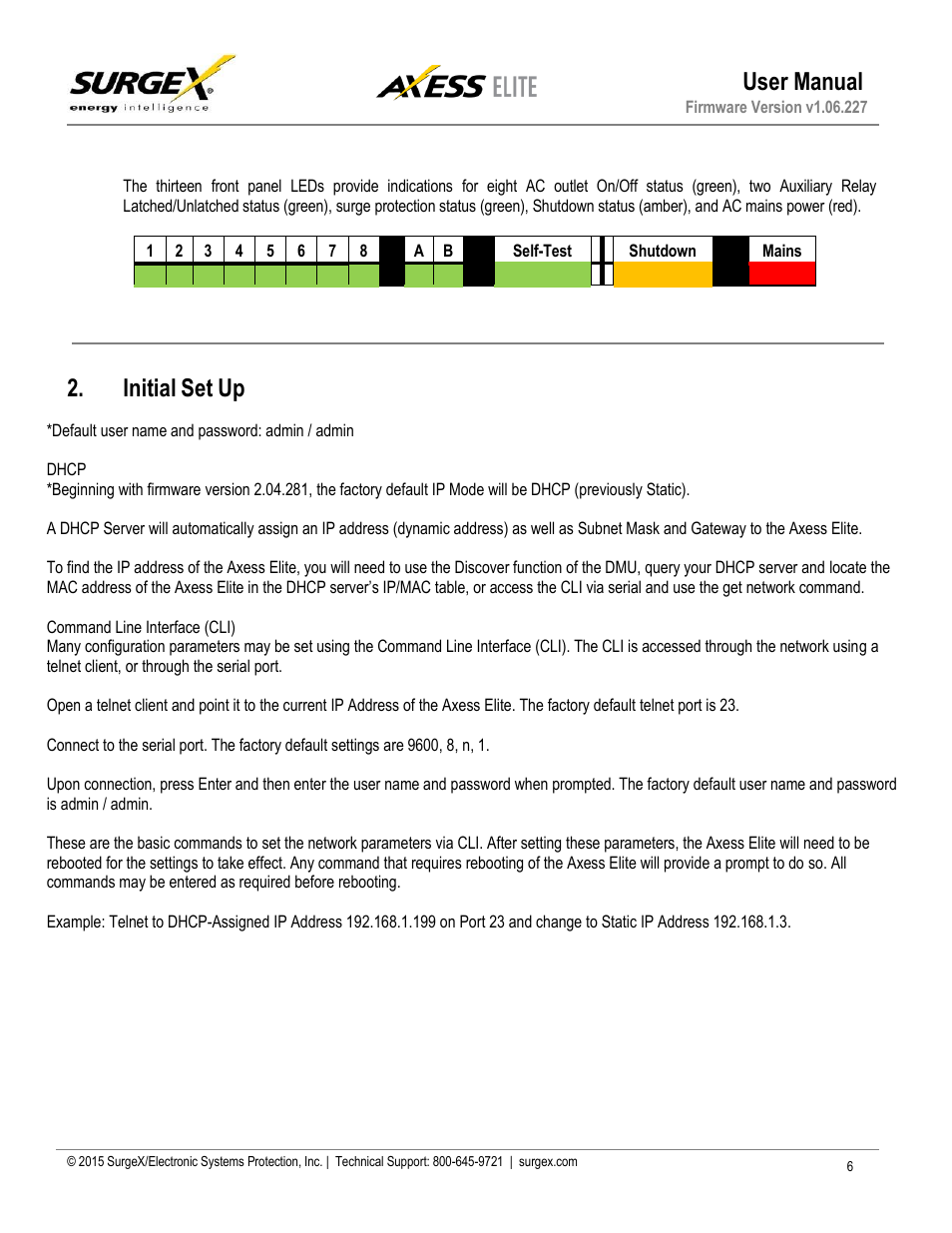 Initial set up, User manual | SurgeX SX-AX20E User Manual | Page 7 / 36