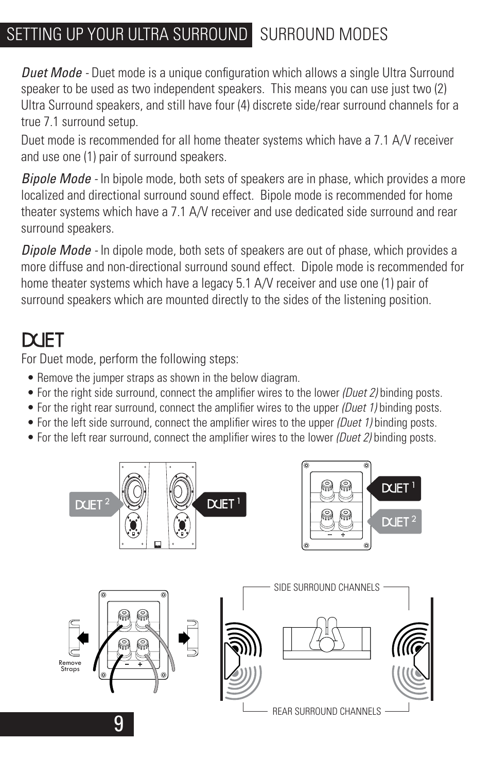 Ultra_speaker_manual_v1.1_01282013_10, Setting up your ultra surround surround modes | SVS Ultra Speakers User Manual | Page 10 / 17