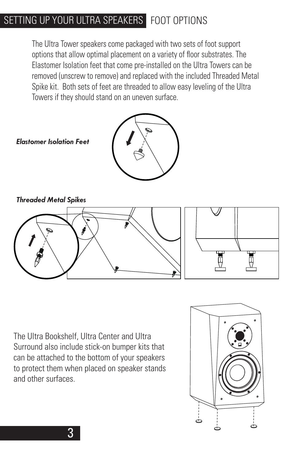 Ultra_speaker_manual_v1.1_01282013_4, Setting up your ultra speakers foot options | SVS Ultra Speakers User Manual | Page 4 / 17