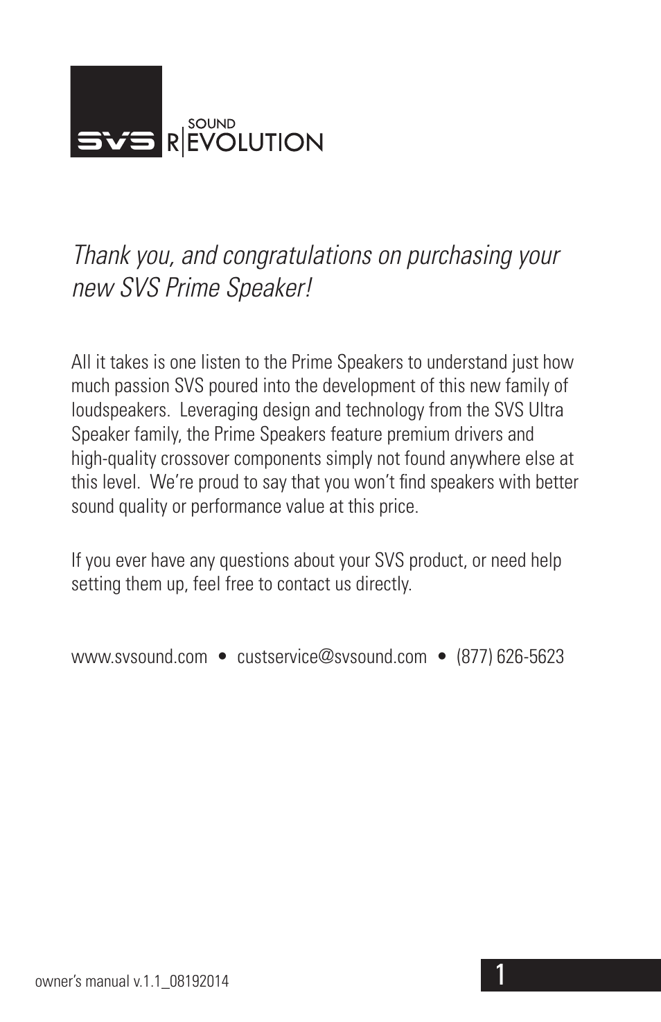 Prime_speaker_manual_08142014_1-3 | SVS Prime Speakers User Manual | Page 3 / 20