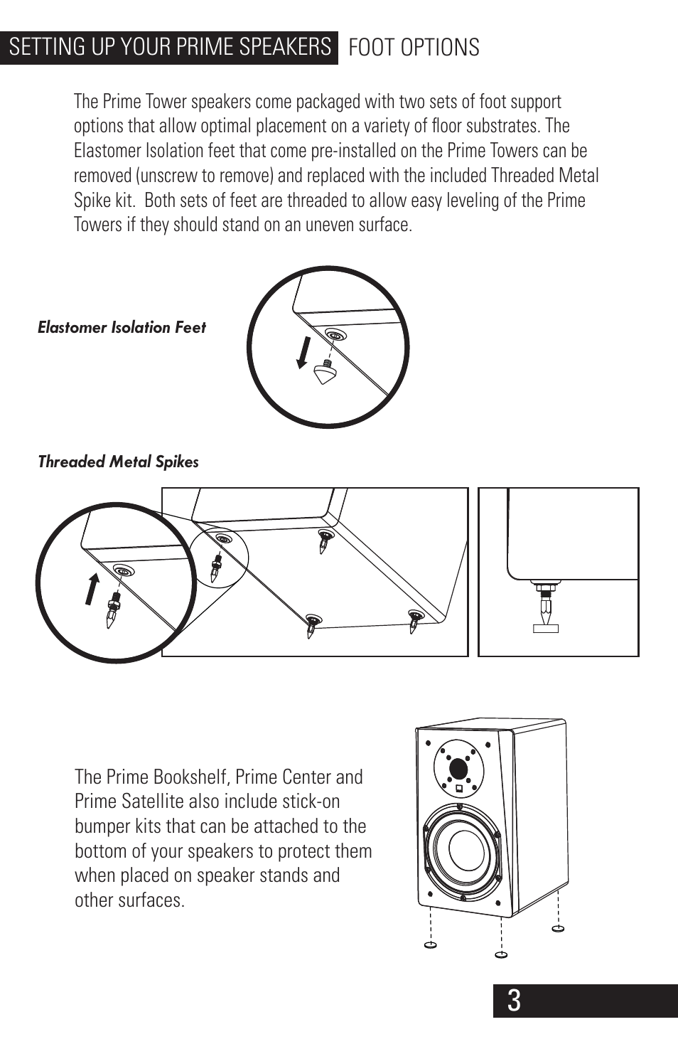 Prime_speaker_manual_08142014_3, Setting up your prime speakers foot options | SVS Prime Speakers User Manual | Page 5 / 20