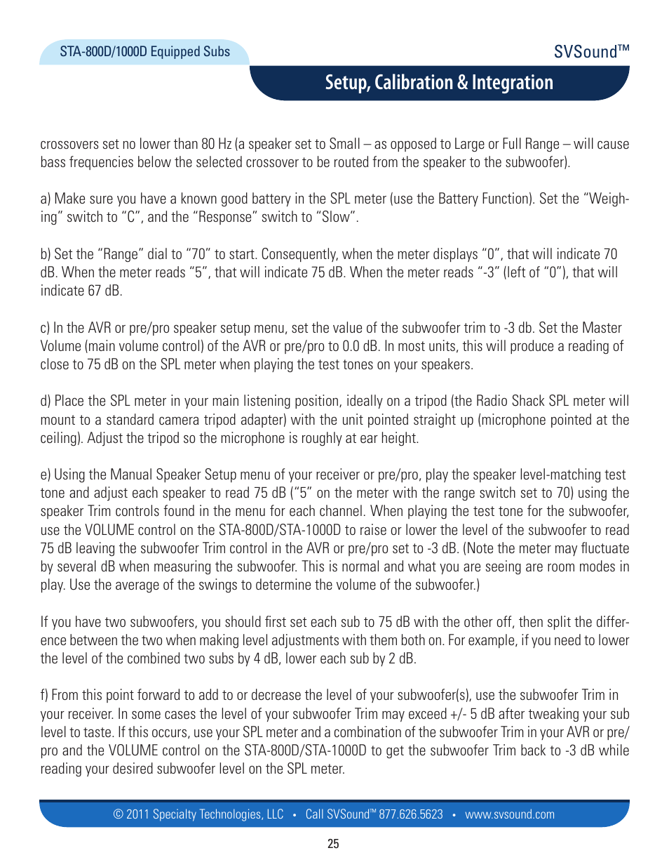 Setup, calibration & integration, Svsound | SVS SB13-Ultra User Manual | Page 25 / 34