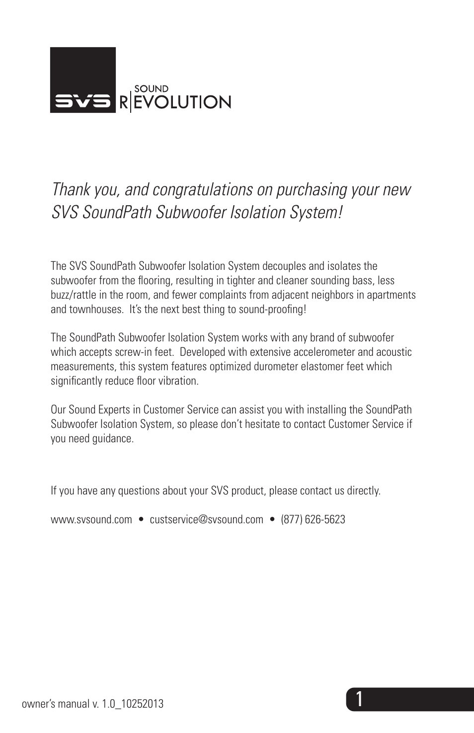Soundpath_swis_manual_10252013_2 | SVS SoundPath Subwoofer Isolation System User Manual | Page 2 / 10