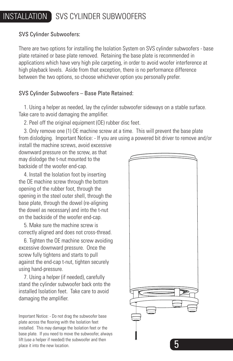 Soundpath_swis_manual_10252013_6, Installation svs cylinder subwoofers | SVS SoundPath Subwoofer Isolation System User Manual | Page 6 / 10