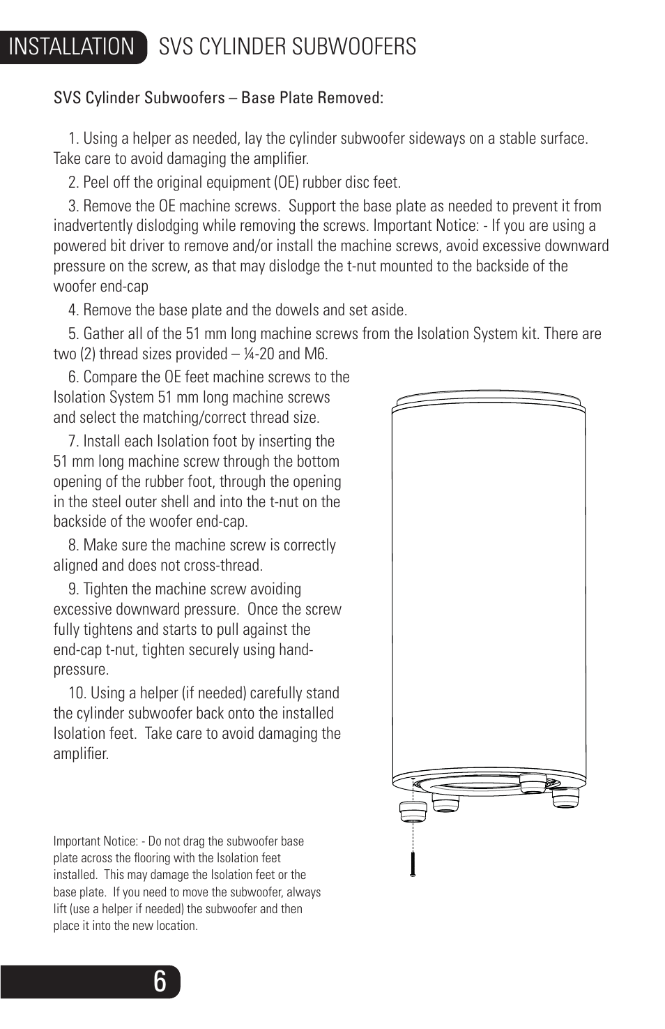 Soundpath_swis_manual_10252013_7, Installation svs cylinder subwoofers | SVS SoundPath Subwoofer Isolation System User Manual | Page 7 / 10