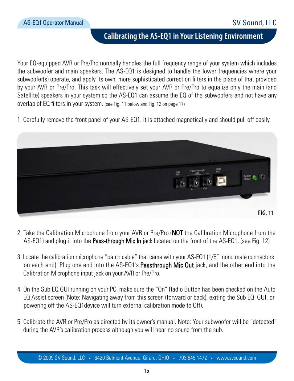 Sv sound, llc, Fig. 11 | SVS AS EQ1 User Manual | Page 15 / 37