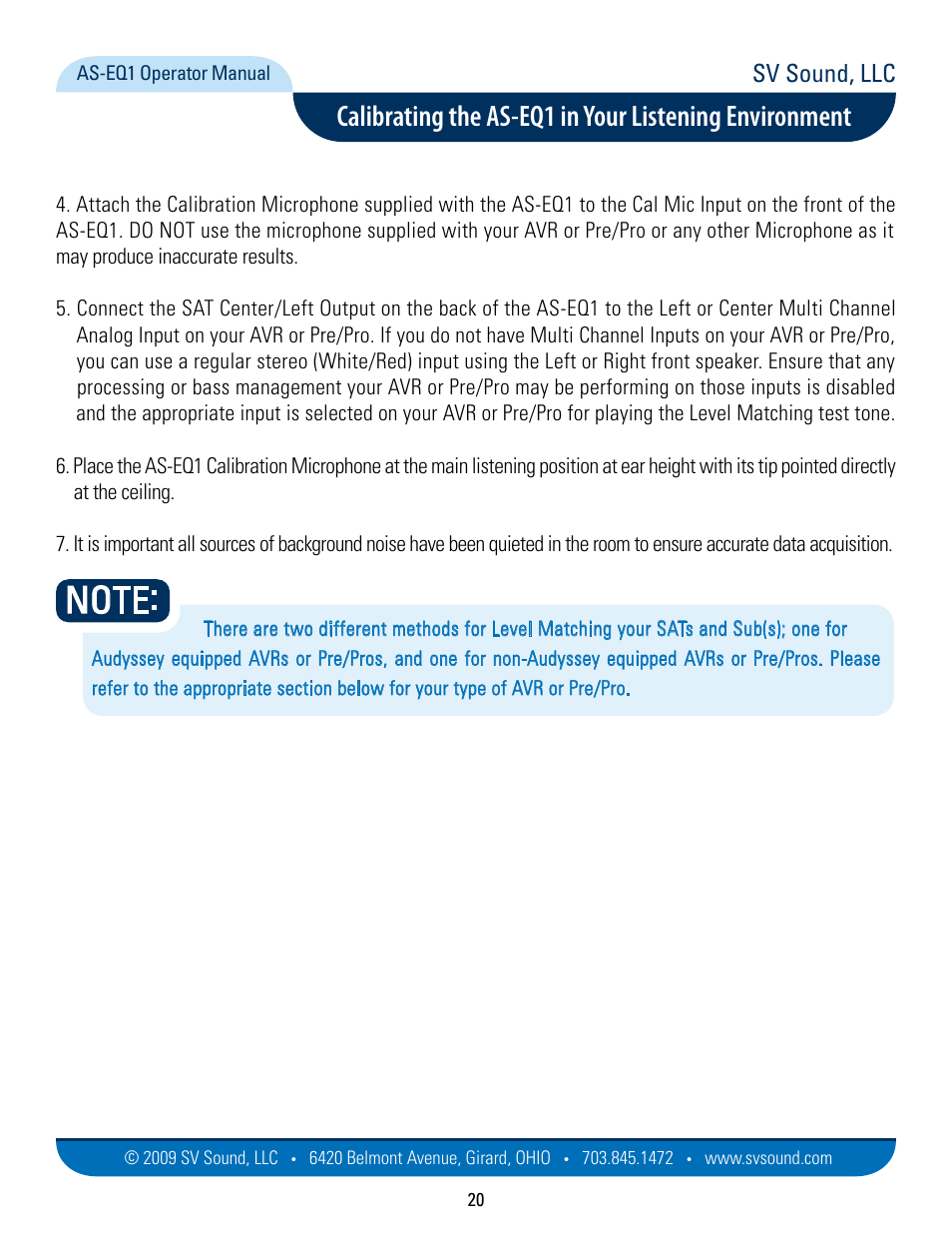 Sv sound, llc | SVS AS EQ1 User Manual | Page 20 / 37